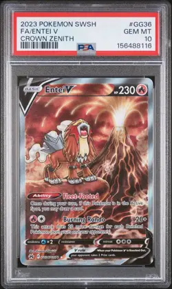 2023 POKEMON SWORD & SHIELD CROWN ZENITH #GG36 FULL ART/ENTEI V PSA 10 - Image 1