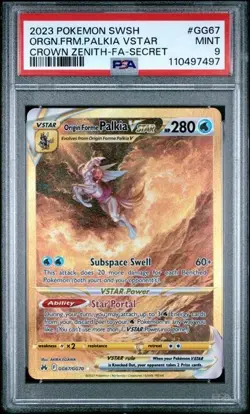 2023 POKEMON SWORD AND SHIELD CROWN ZENITH #GG67 ORGN.FRM.PALKIA VSTAR PSA 9 - Image 1