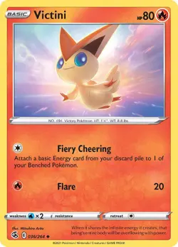 Victini 036/264 Swsh08: Fusion Strike Regular NM-Mint Pokemon TCG - Image 1