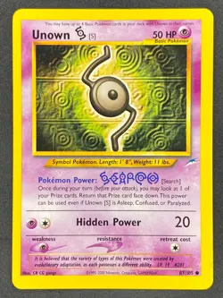 Pokemon Unown S 87/105 N4 Neo Destiny Unlimited LP/NM - Image 1
