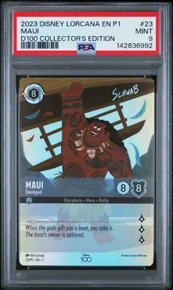 2023 DISNEY LORCANA EN P1-PROMO #23 MAUI - DEMIGOD PSA 9 - Image 1