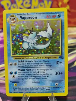 Pokemon TCG Vaporeon Holo Rare Card Jungle 12/64 Lightly Played Vintage 1999 - Image 1