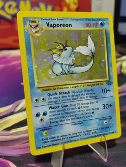 Pokemon TCG Vaporeon Holo Rare Card Jungle 12/64 Lightly Played Vintage 1999 - Image 3