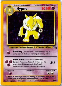 Vintage Pokemon Card - Hypno Fossil 8/62 1999 Rare Holo Unlimited Heavily Played - Image 1