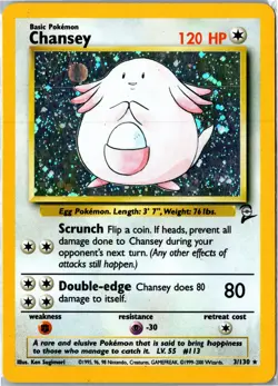 Vintage Pokemon Card - Chansey Base Set 2 3/130 2000 Rare Holo Heavily Played - Image 1