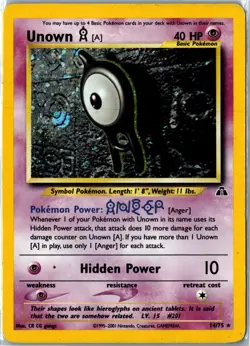 Vintage Pokemon Card - Unown [A] Neo Discovery 14/75 2001 Rare Holo Unlimited HP - Image 1