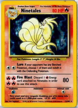 Pokemon Card - Ninetales Base Set Unlimited 12/102 1999 Holo Rare HP - Image 1