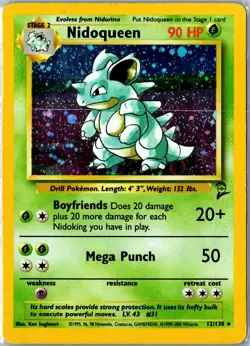 Vintage Pokemon Card - Nidoqueen Base Set 2 12/130 2000 Rare Holo Heavily Played - Image 1