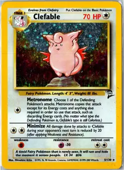 Vintage Pokemon Card - Clefable Base Set 2 5/130 2000 Rare Holo Heavily Played - Image 1