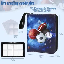 Sports Card Binder 400 Pockets, Trading Card Binder 4 Pocket with 50 Sleeves ... - Image 3
