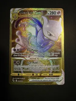 Pokemon Go Gold Mewtwo VSTAR Holo Ultra Rare Card 086/078 Pokemon TCG - Image 1