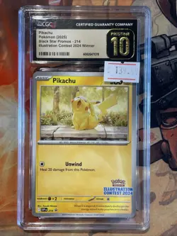 Pokemon Pikachu 214 Promo CGC 10 Illustration Contest 2024 Winner Card - Image 1