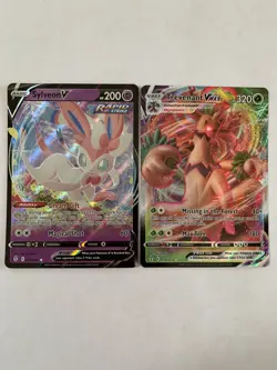 Sylveon V 74/203 + Trevenant Vmax 14/203 Evolving Skies Pokemon Cards NM - Image 1