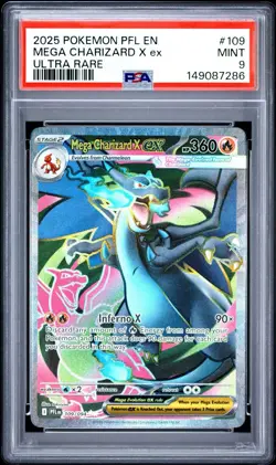 2025 POKEMON PHANTASMAL FLAMES 109 MEGA CHARIZARD X EX ULTRA RARE PSA 9 - Image 1