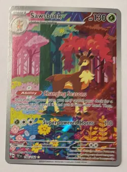 Pokemon Sawsbuck Illustration Rare Holo 166/162 SV05 Temporal Forces 130 HP Eng… - Image 1