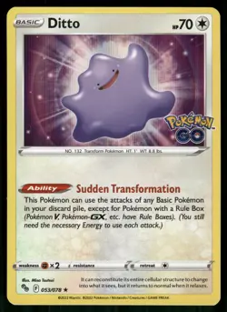 Ditto Holo Holo Rare Pokemon GO 053/078 NM - Image 1