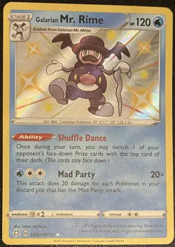 Pokemon TCG Galarian Mr. Rime SV021/SV122 Shining Fates Holo Shiny Rare 2021 NM - Image 1