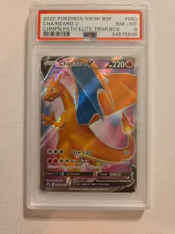 2020 POKEMON SWSH CHAMPION'S PATH ETB PROMO #050 CHARIZARD V PSA 8 - Image 1