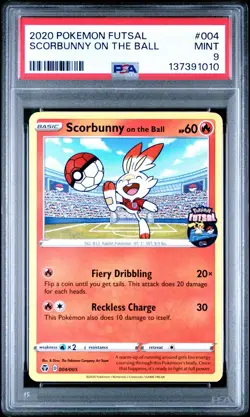 2020 Pokemon Scorbunny on the Ball Futsal 004 PSA Mint 9 Promo UK Exclusive - Image 1