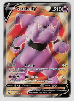 Pokemon Granbull V (Full Art) Ultra Rare SWSH09: Brilliant Stars 159/172 NM - Image 1