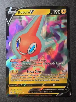 Rotom V 045/159 NM Crown Zenith Holo V Rare Pokemon - Image 1