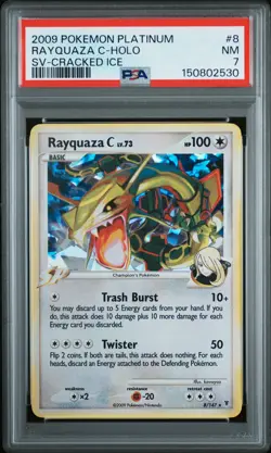 Rayquaza C-Holo Sv-Cracked Ice Pokemon Platinum Supreme Victors 8 PSA 7 - Image 1