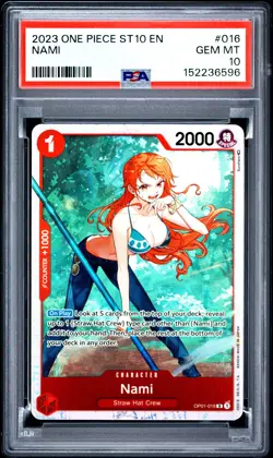 2023 ONE PIECE ULTRA DECK ST10-THE THREE CAPTAINS #016 NAMI PSA 10 - Image 1