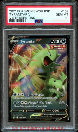 Pokemon V Strikers Tin Promo Tyranitar V SWSH109 PSA 10 - Image 1