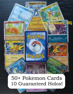 Pokemon Card Lot 50 OFFICIAL TCG Cards | 10 Holos Guaranteed! No Duplicates! - Image 1