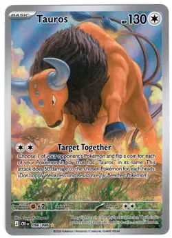 2026 Pokemon: Tauros illustration rare 096/086 mega evolution: chaos rising NM - Image 1