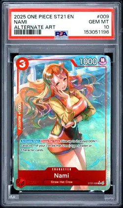 2025 ONE PIECE STARTER DECK ST21-EX GEAR 5 ALTERNATE ART #009 NAMI PSA 10 - Image 1
