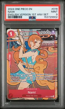 2024 One Piece English Version 1st Anniversary Set #016 Nami PSA9 - Image 1