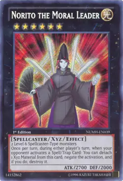 Yu-Gi-Oh Card - NUMH-EN039 - NORITO THE MORAL LEADER (secret rare holo) -NM/Mint - Image 1