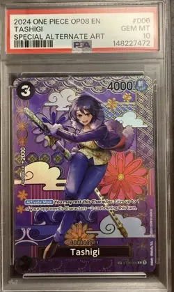 Bandai One Piece Card Game OP08 Tashigi SP Special Alt Art Foil PSA 10 - Image 1