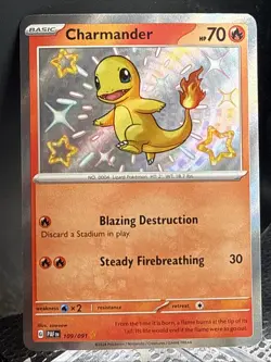 Pokemon TCG Charmander 109/091 SV Paldean Fates Shiny Rare Holo English 2024 - Image 1