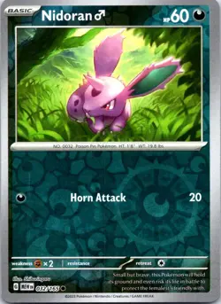 Nidoran M 032/165 Common 151 Reverse Holo NM - Image 1