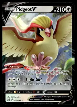 Pidgeot V 137/196 Holo V Rare Lost Origin Pokemon Near Mint - Image 1