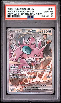 2025 POKEMON DRI EN-DESTINED RIVALS #233 TEAM ROCKET'S NIDOKING EX PSA 10 - Image 1