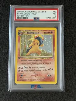 2000 POKEMON NEO GENESIS ~ 1ST EDITION ~ #17 TYPHLOSION HOLO ~ PSA 7 - Image 1
