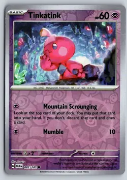 Tinkatink 082/182 Common Paradox Rift Pokemon Reverse Holo Near Mint - Image 1