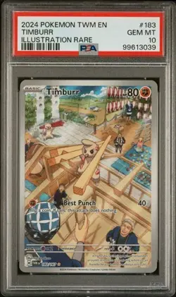 2024 POKEMON TWM EN-TWILIGHT MASQUERADE 183 TIMBURR ILLUSTRATION RARE PSA 10 - Image 1