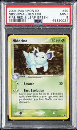 2004 POKEMON EX FIRE RED & LEAF GREEN #40 NIDORINA-REVERSE FOIL PSA 9 - Image 1