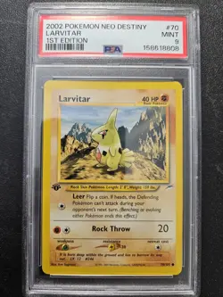 Pokemon PSA 9 1st Edition Neo Destiny Larvitar 70/105 MINT - Image 1