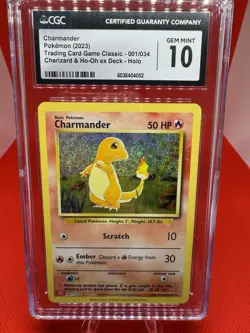Pokemon Trading Card Game Classic Charmander Holo 001/034 CGC 10 GEM MINT TCG - Image 1