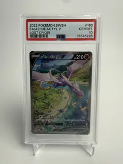 2022 Pokemon SWSH FA/Aerodactyl V Lost Origin #180 PSA 10 GEM MT - Image 3