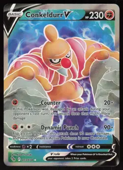 Conkeldurr V (Full Art) Holo 073/078 Ultra Rare Pokemon GO LP-NM - Image 1