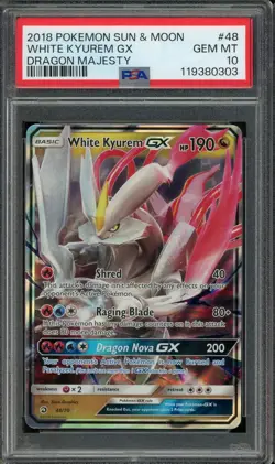 2018 POKEMON SUN & MOON #48 WHITE KYUREM GX GEM MT PSA 10 DRAGON MAJESTY - Image 1