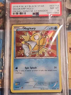 2016 POKEMON XY BLACK STAR PROMO SHINY MEGA GYARADOS #XY143 MAGIKARP-HOLO PSA 8 - Image 1