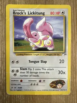 Pokemon TCG Brock's Lickitung Gym Heroes Unlimited 41/132 Regular WOTC DAMAGED - Image 1