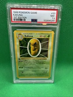 PSA 8 1st Edition Kakuna 33/102 Base Set Pokemon 1999 - Image 1